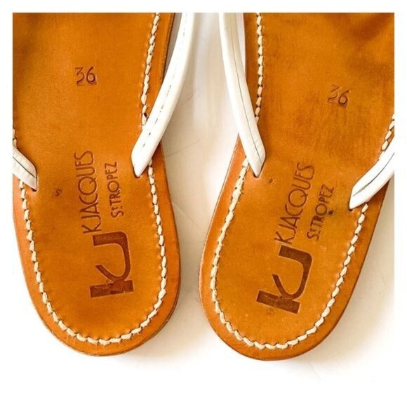 K JACQUES St Tropez Venise Flip-Flops in White Leather, Size 36 EU - Picture 5 of 8